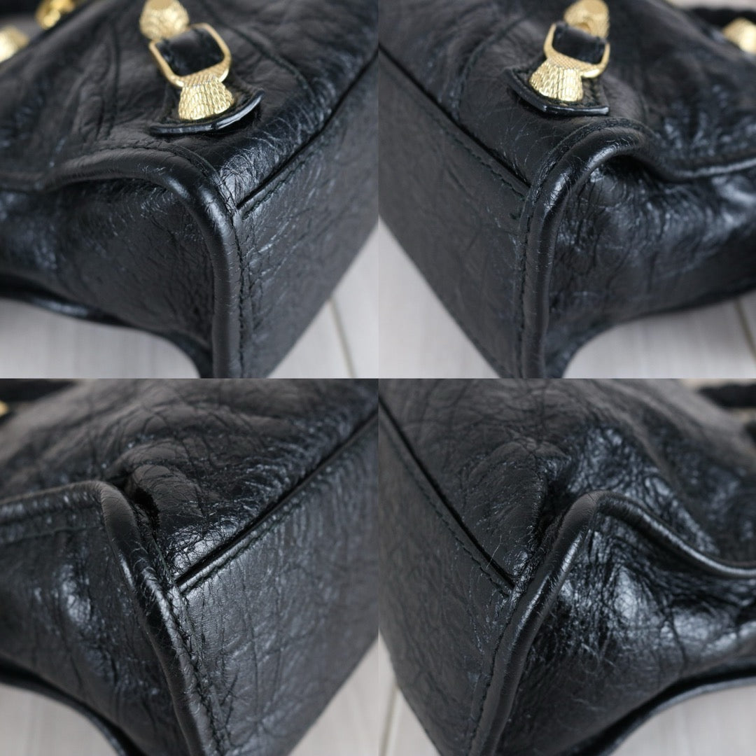 Good ( Rank AB)｜Balenciaga Goatskin edge Mini Classic City Black HandBag Shoulder Bag ｜S26012701