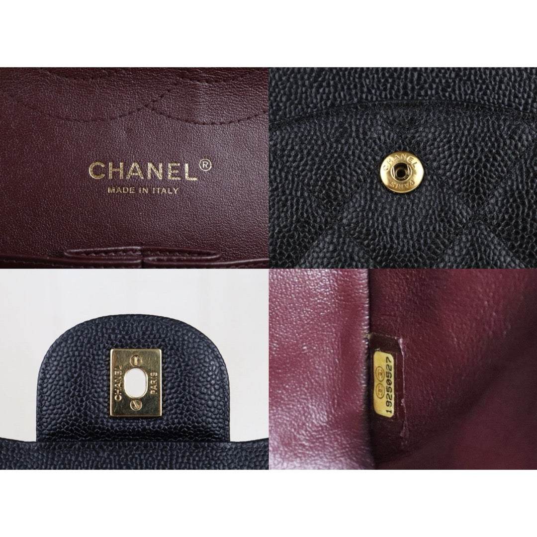 Include Entrupy Certificate of Authenticity｜Good ( Rank AB)｜ CHANEL Matrasse Chain Caviar Skin Jumbo Black  Made In 2014 Year｜S26041402