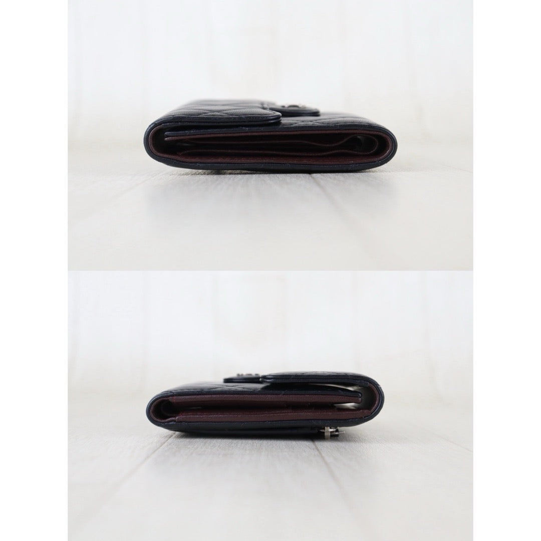 Include Entrupy Certificate of Authenticity｜Good ( Rank AB)｜CHANEL Lamb Skin Black Wallet Made In 2016 Year｜S26073112