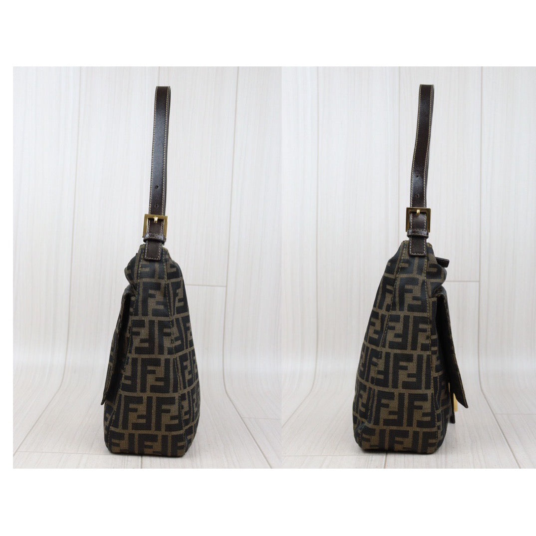 Rank A｜ FENDI Zucca Mamma Baguette Shoulder Bag Gold Hardware｜24032913