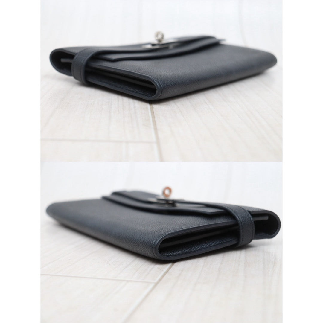 Good ( Rank AB)｜ HERMES Epsom Kelly Long Wallet Black □X Stamp Made In 2016Year｜W25110610