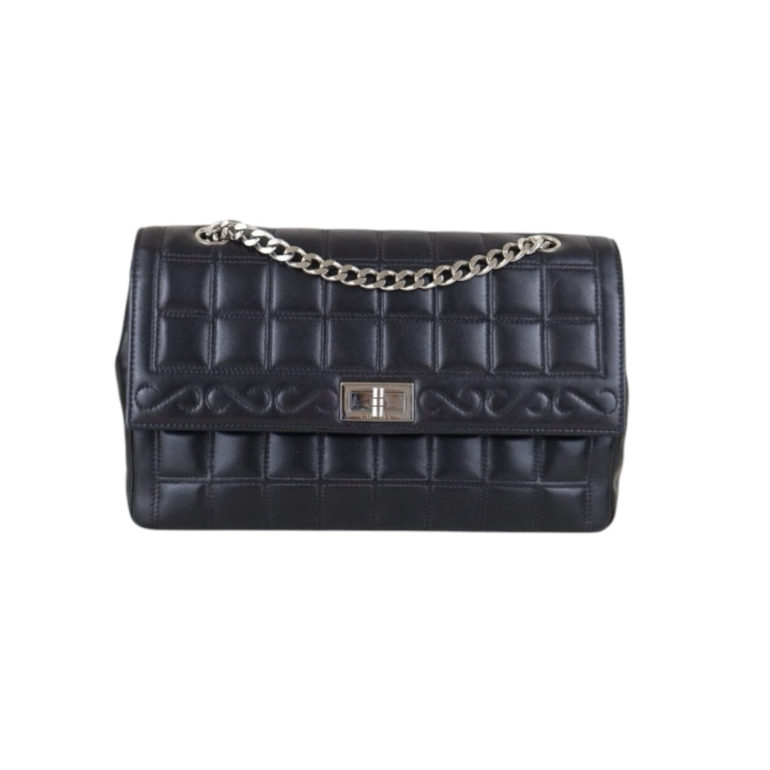 Good ( Rank AB)｜ CHANEL Lamb Skin 2.55 Matelasse Chocobar Black Shoulder Bag Made in 2000-2002Year｜Y25011004