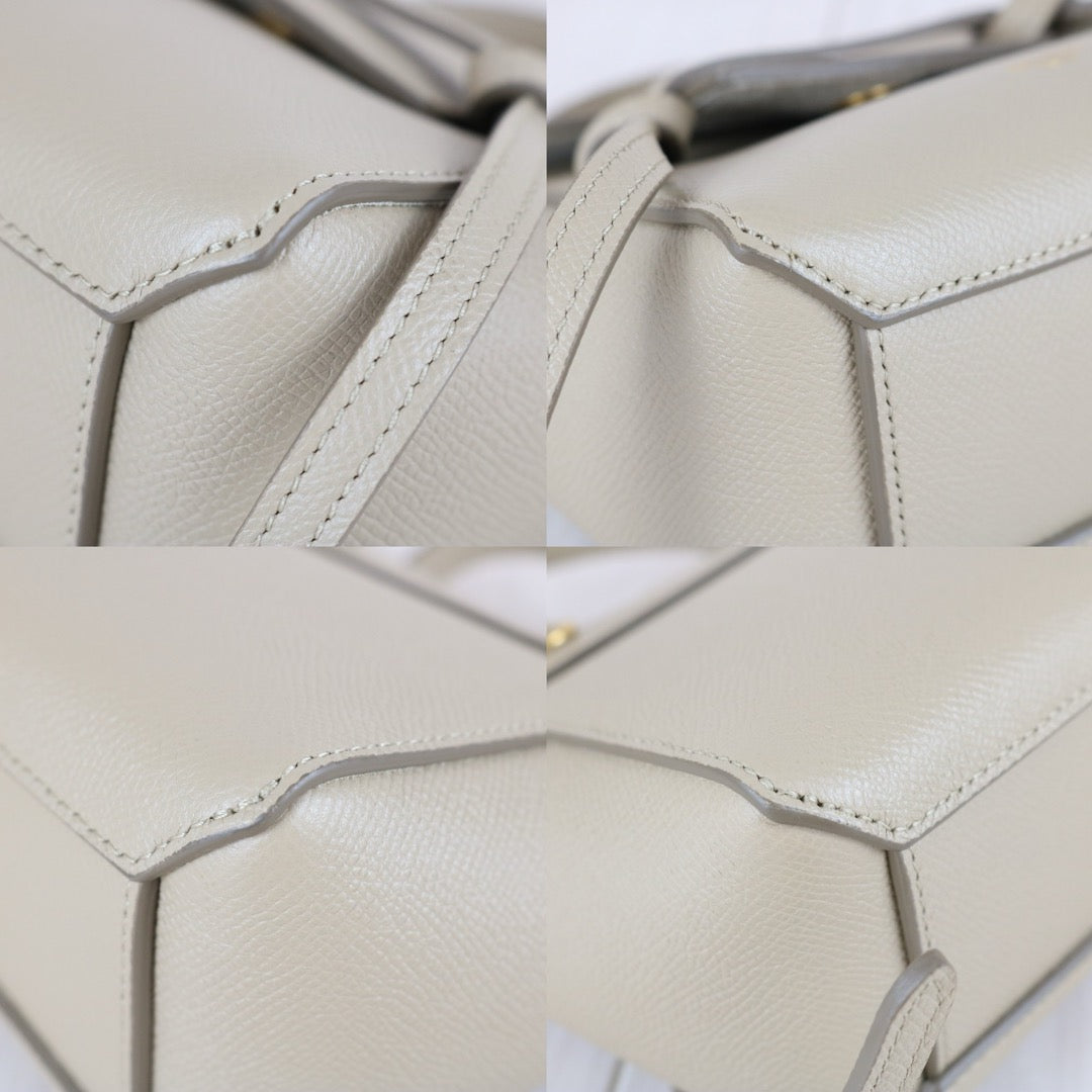 Very Good ( Rank A)｜CELINE Calf Leather Belt Pico Handbag Shoulder Bag Beige｜S25070708