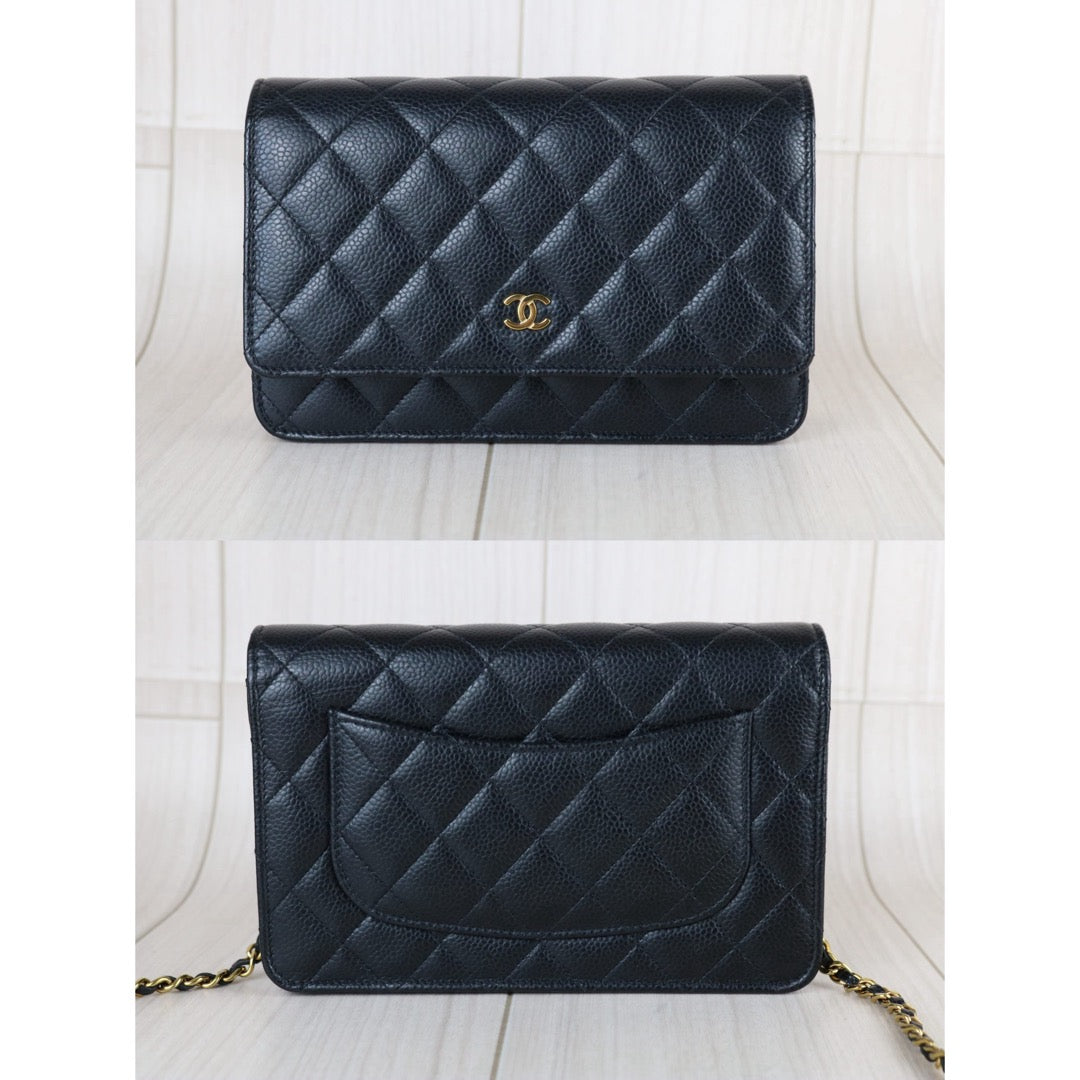 Include Entrupy Certificate of Authenticity｜Very Good ( Rank A)｜CHANEL Caviar Skin WOC 19 Chain Bag Black IC Chips Model｜S26072901