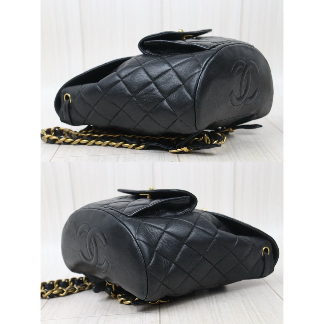 Good ( Rank AB)｜CHANEL  Lamb Skin Duma Backpack  Black Made in 1996-1997 Year｜P24092404