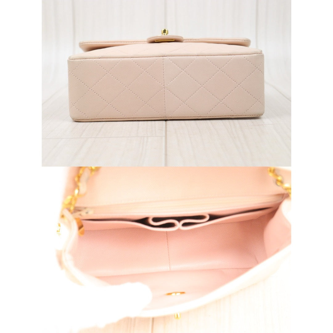 Good ( Rank AB)｜ CHANEL lambskin Square 20 Shoulder Bag Cherry Pink Made In 1991～1994Year ｜P24122008