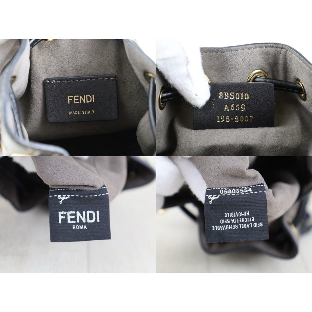 Include Entrupy Certificate of Authenticity｜Very Good ( Rank A)｜ FENDI Zucca Calf Leather Mini Mon Tresor Bucket bag Shoulder Bag Brown ｜S26081803