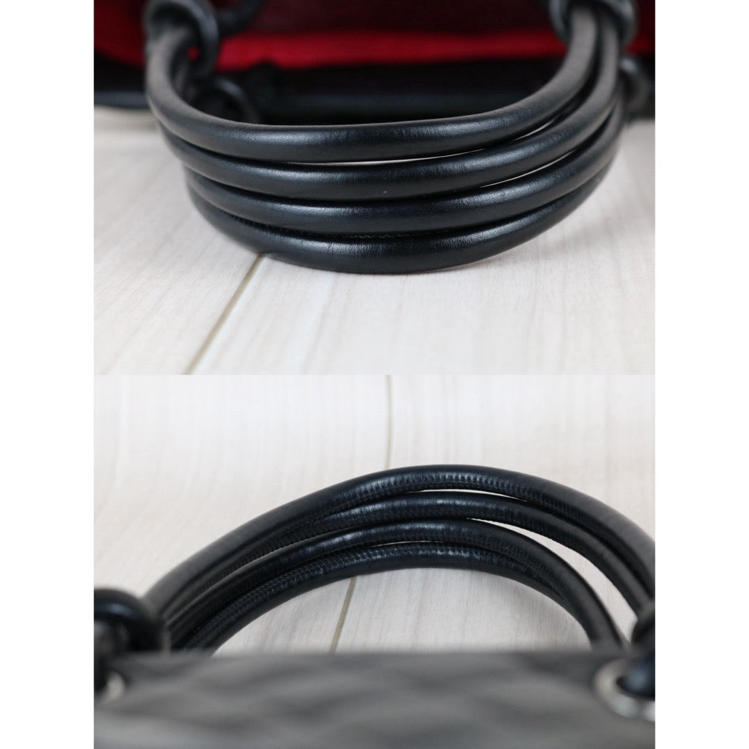 Include Entrupy Certificate of Authenticity｜Good ( Rank AB)｜ CHANEL Cambon Line Calf Leather  So Black ToteBag  Made In 2009-2010Year｜Y26051523
