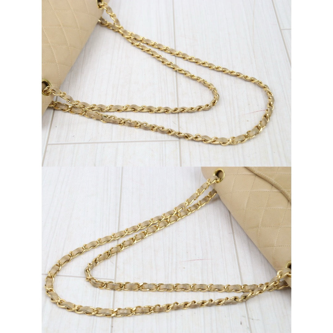 Good ( Rank AB)｜ CHANEL  Lamb Skin Beige Double Flap 25 Shoulder Bag Made in 1997-1999 Year ｜P25012204