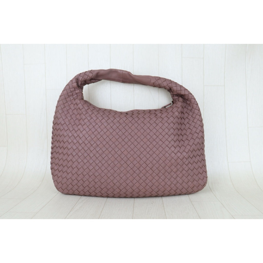 Include Entrupy Certificate of Authenticity｜Good ( Rank AB) Bottega Veneta Lamb Skin Braid Shoulder Bag Dark Purple Cameo｜S26041408