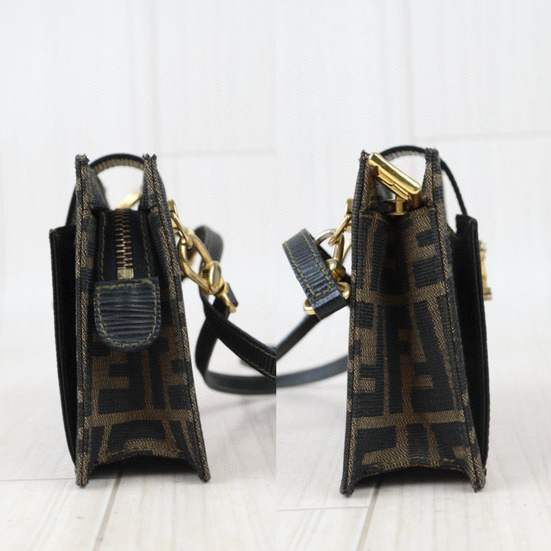 Good ( Rank AB)｜ FENDI Minni Zucca Mamma Shoulder Bag Gold Hardware｜W24080909