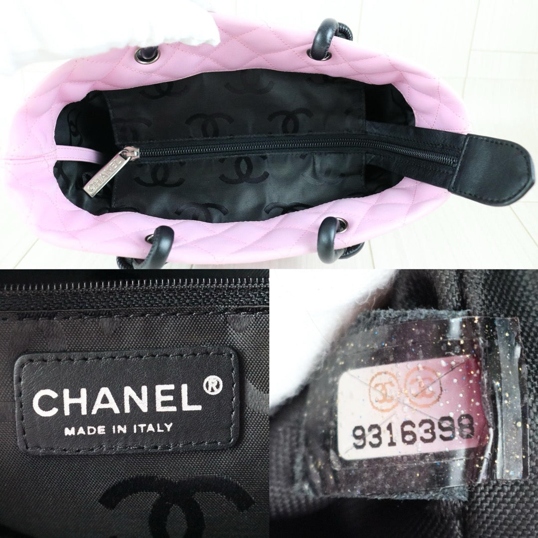 Include Entrupy Certificate of Authenticity｜Good ( Rank AB)｜ CHANEL Cambon Line Calf Leather Small Tote Bag Made In 2004-2005Year｜Y26051520
