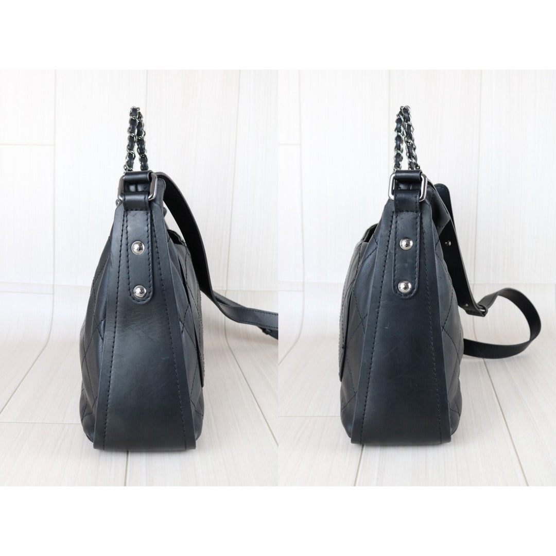 Include Entrupy Certificate of Authenticity｜Good ( Rank AB) ｜ CHANEL  Lamb Skin Matrasse Chain 2 Way ToteBag Shoulder Bag Black Made In 2011Year ｜S26030813