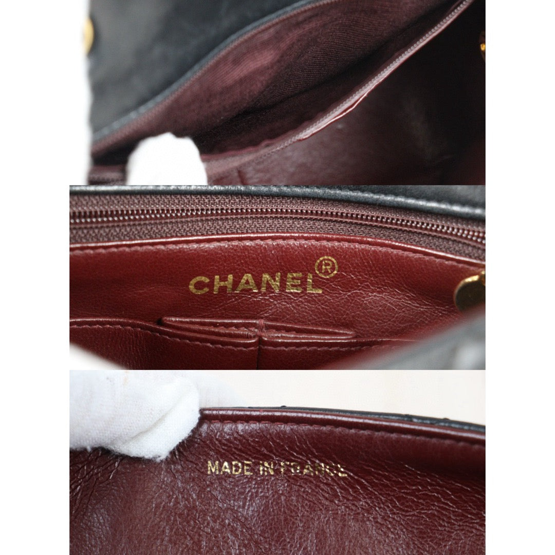 Good ( Rank AB)｜ CHANEL Black Lanbskin Square 20 Shoulder Bag Made In 1989～1991Year ｜W24080701