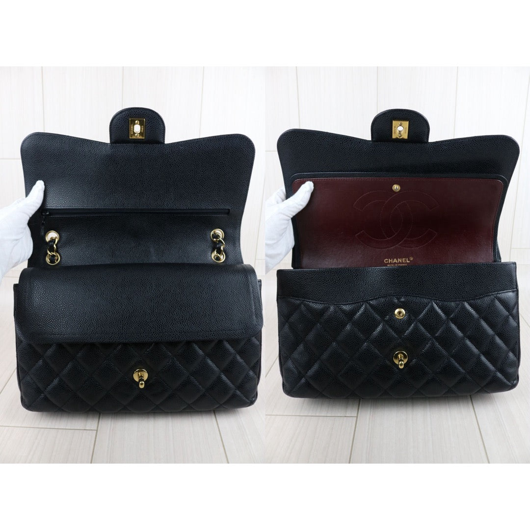 Include Entrupy Certificate of Authenticity｜Very Good ( Rank A)｜ CHANEL Matrasse Chain Caviar Skin Jumbo Black  Made In 2011Year｜S26060104