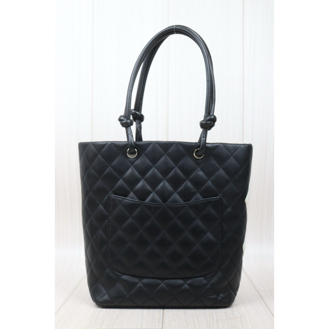 Good ( Rank AB) ｜ CHANEL Cambon Line Mini ToteBag Black White Made In 2004-2005 Year｜24120603