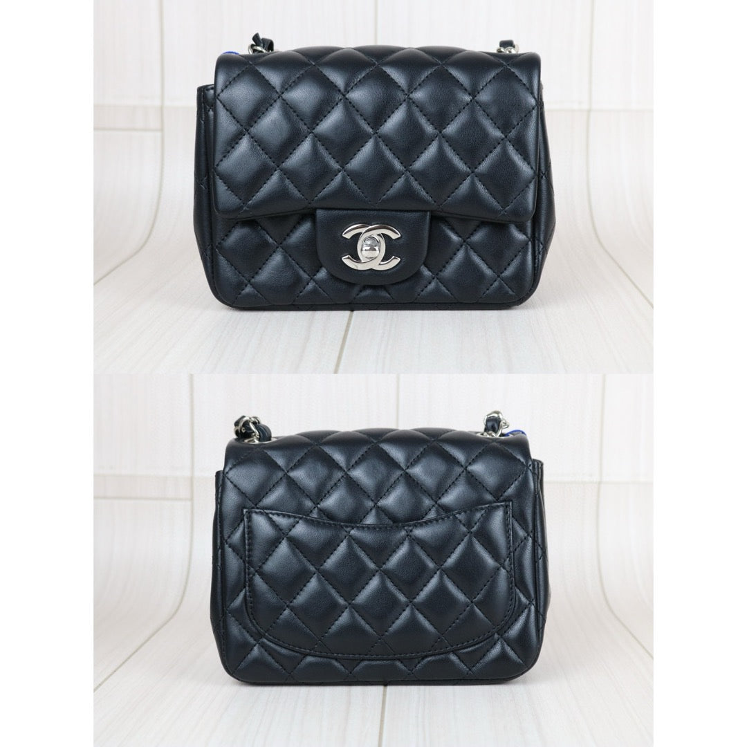 Very Good ( Rank A)｜ CHANEL Lanbskin Square 17  Shoulder Bag Black Made In 2020～2021 Year ｜W25042805