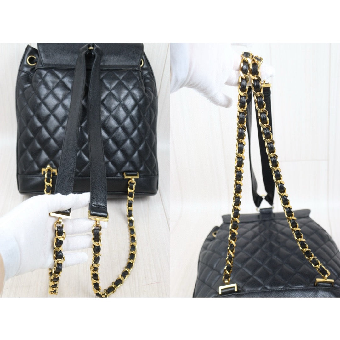 Include Entrupy Certificate of Authenticity｜Good ( Rank AB)｜CHANEL  Caviar Skin Leather Calf Backpack  Black Made in 1991-1994Year｜25042802
