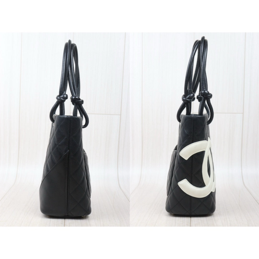 Good ( Rank AB) ｜ CHANEL Cambon Line Mini ToteBag Black White Made In 2003-2004 Year｜V24103117