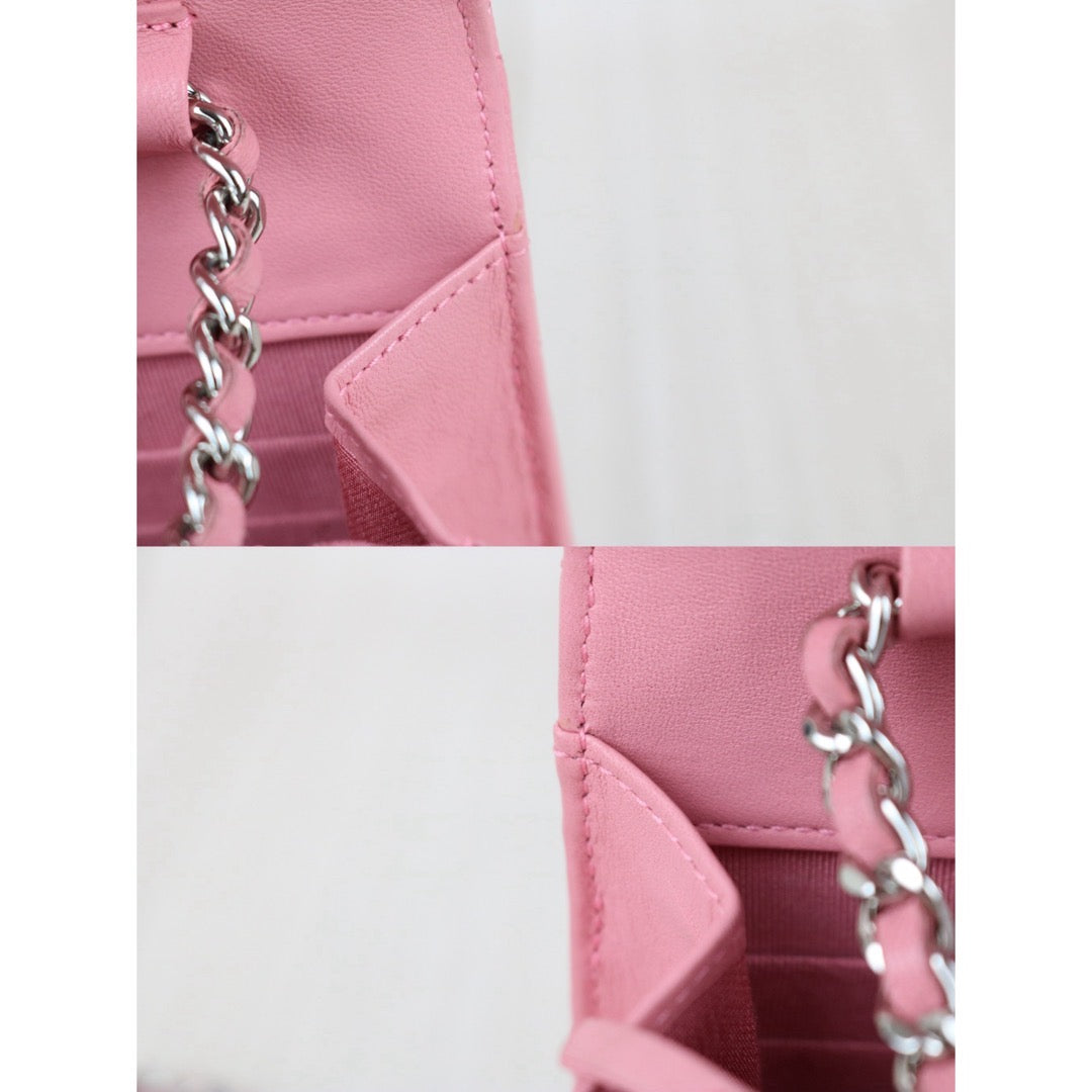 Include Entrupy Certificate of Authenticity｜Good ( Rank AB) ｜CHANEL Lambskin Cherry Blossom Pink WOC Chain Bag Made in 2012-2013 Year｜S26081902