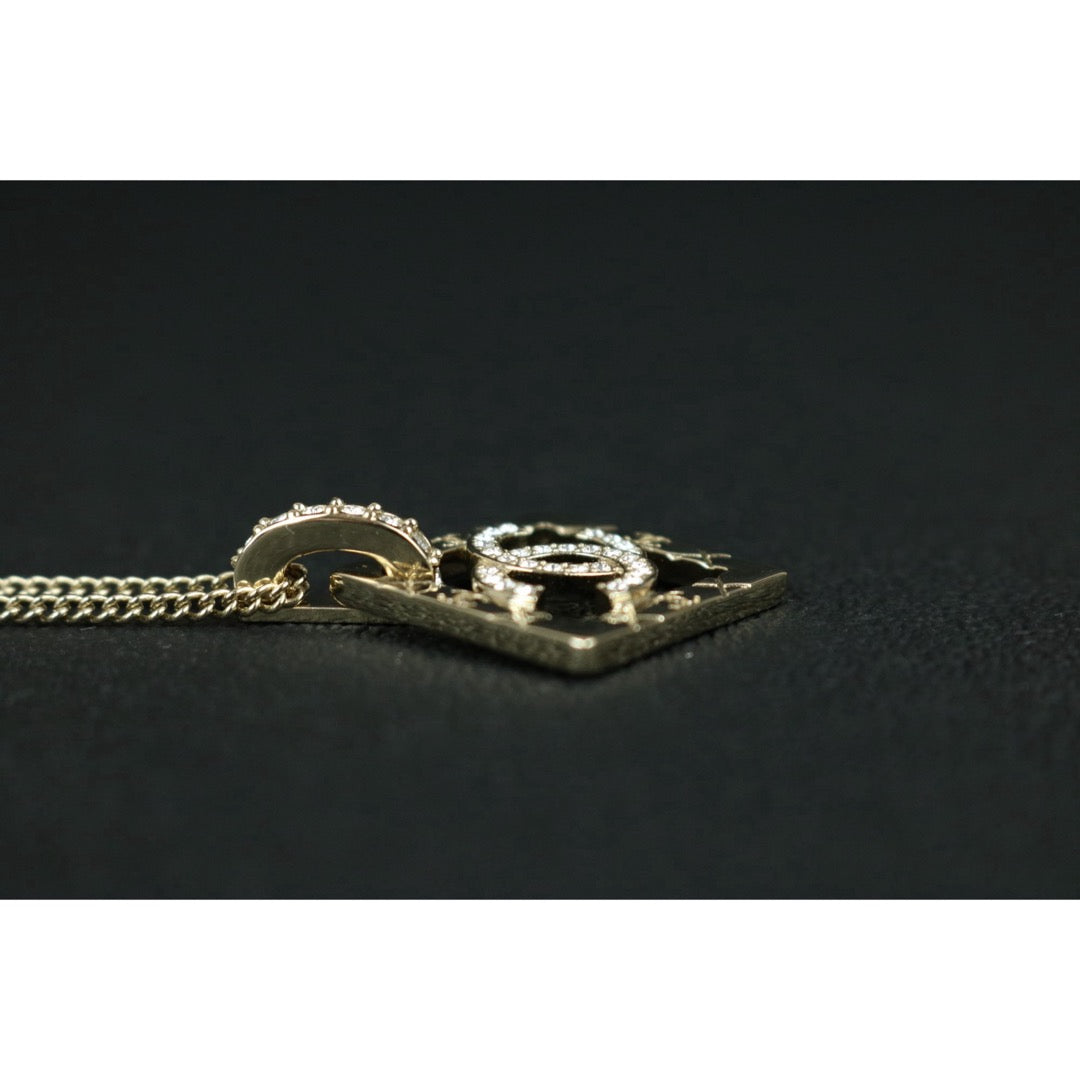 Include Authentic Detective Certificate of Authenticity｜Excellent（Rank SA） ｜ CHANEL B25P  Coco Mark  Argyle Cutout Rhinestone  Necklace｜S26062103