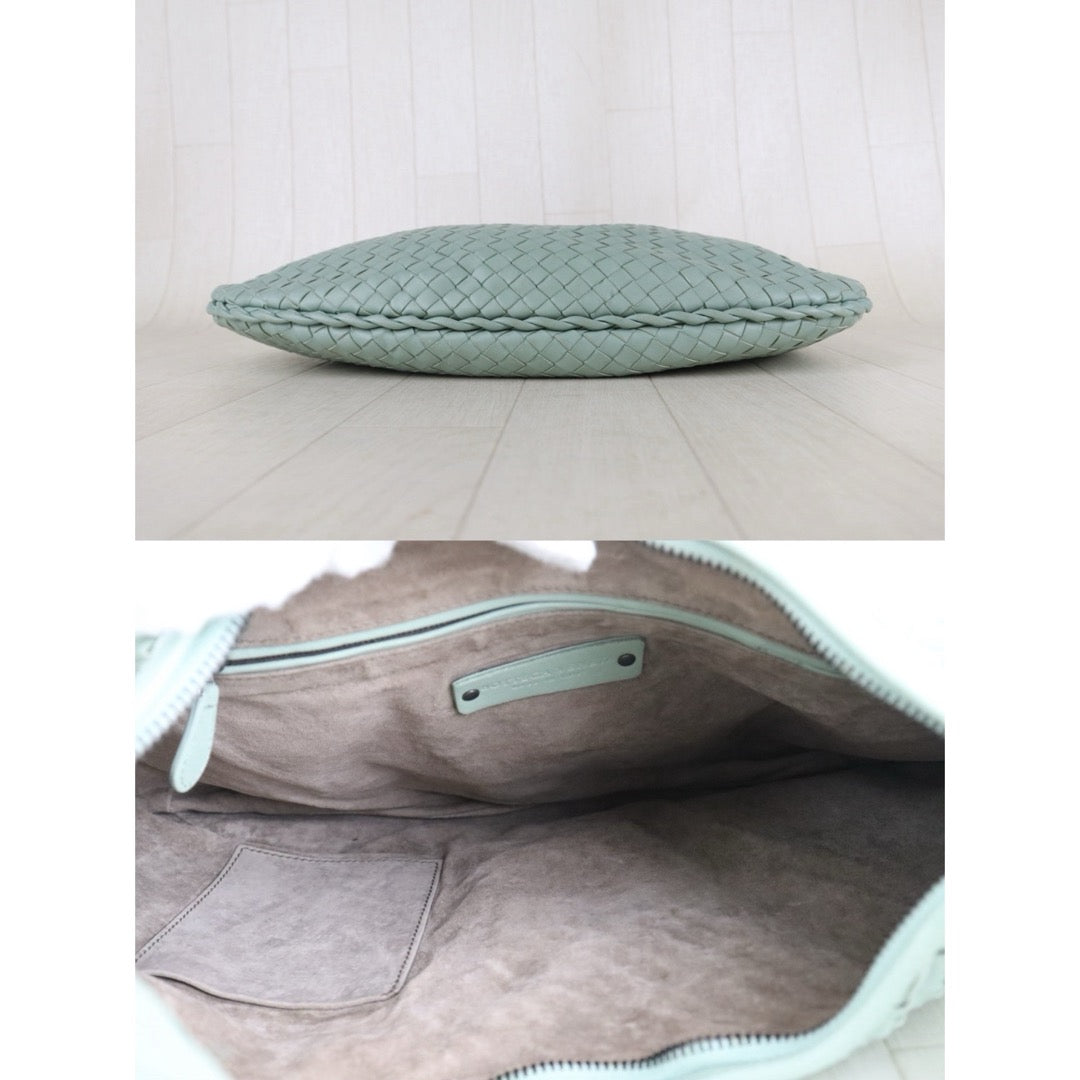 Include Entrupy Certificate of Authenticity｜Good ( Rank AB)｜ Bottega Veneta Lamb Skin Braid Shoulder Bag Glacier｜S26073106