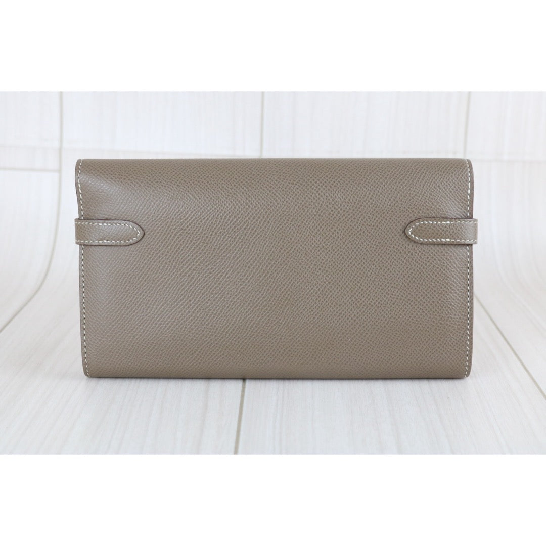 Very Good ( Rank A)｜ HERMES Epsom Kelly Wallet Etoupe Gray A Stamp Made In 2017Year｜W25071028