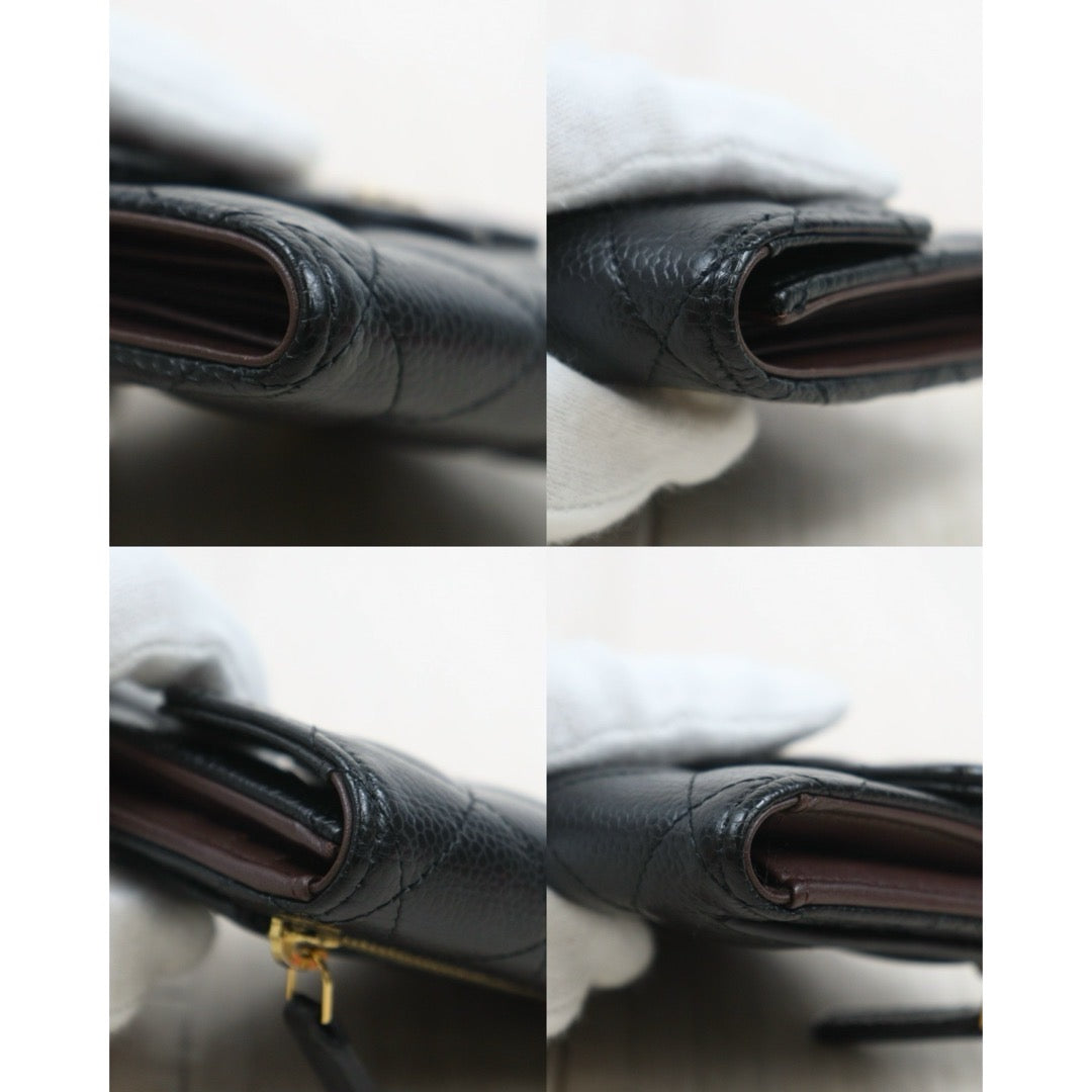 Include Entrupy Certificate of Authenticity｜Good ( Rank AB)｜Chanel Caviar Skin Black Wallet Made In 2022 Year ｜26082104