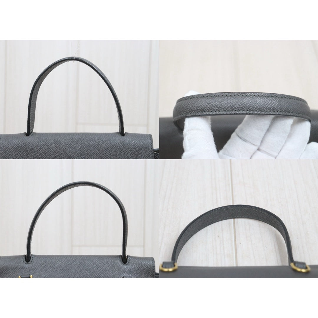 Good ( Rank AB)｜CELINE Calf Leather  Belt Nano Handbag Shoulder Bag Etoupe Grey｜S26030904