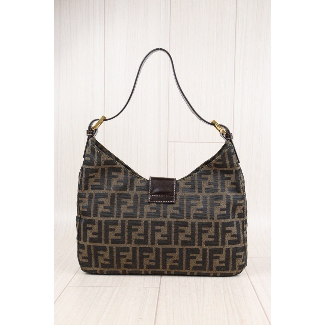 Rank A｜FENDI Zucca Mamma Shoulder Bag Gold Hardware｜23102851