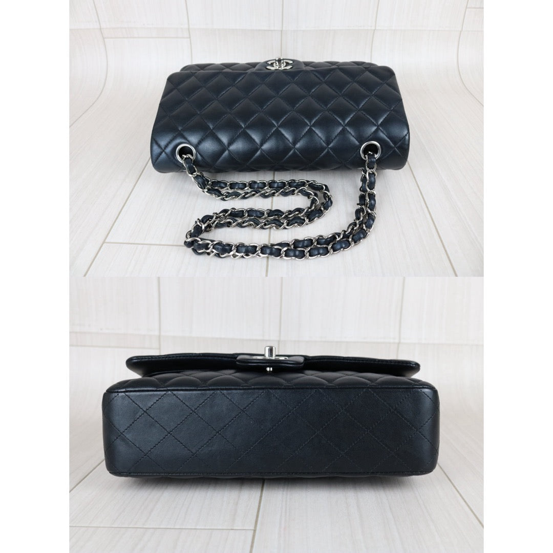 Include Entrupy Certificate of Authenticity｜Very Good ( Rank A)｜ CHANEL Lamb Skin Matrasse Chain Double Flap 25 Shoulder Bag  Black Made In 2021-2022Year｜S26052207