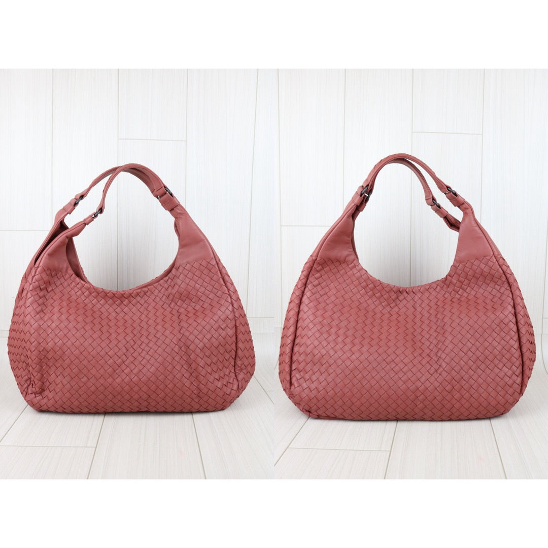 Include Entrupy Certificate of Authenticity｜Very Good ( Rank A)｜ Bottega Veneta Lamb Skin Intrecciato Campana Shoulder Bag  Dusty Rose｜X26091002