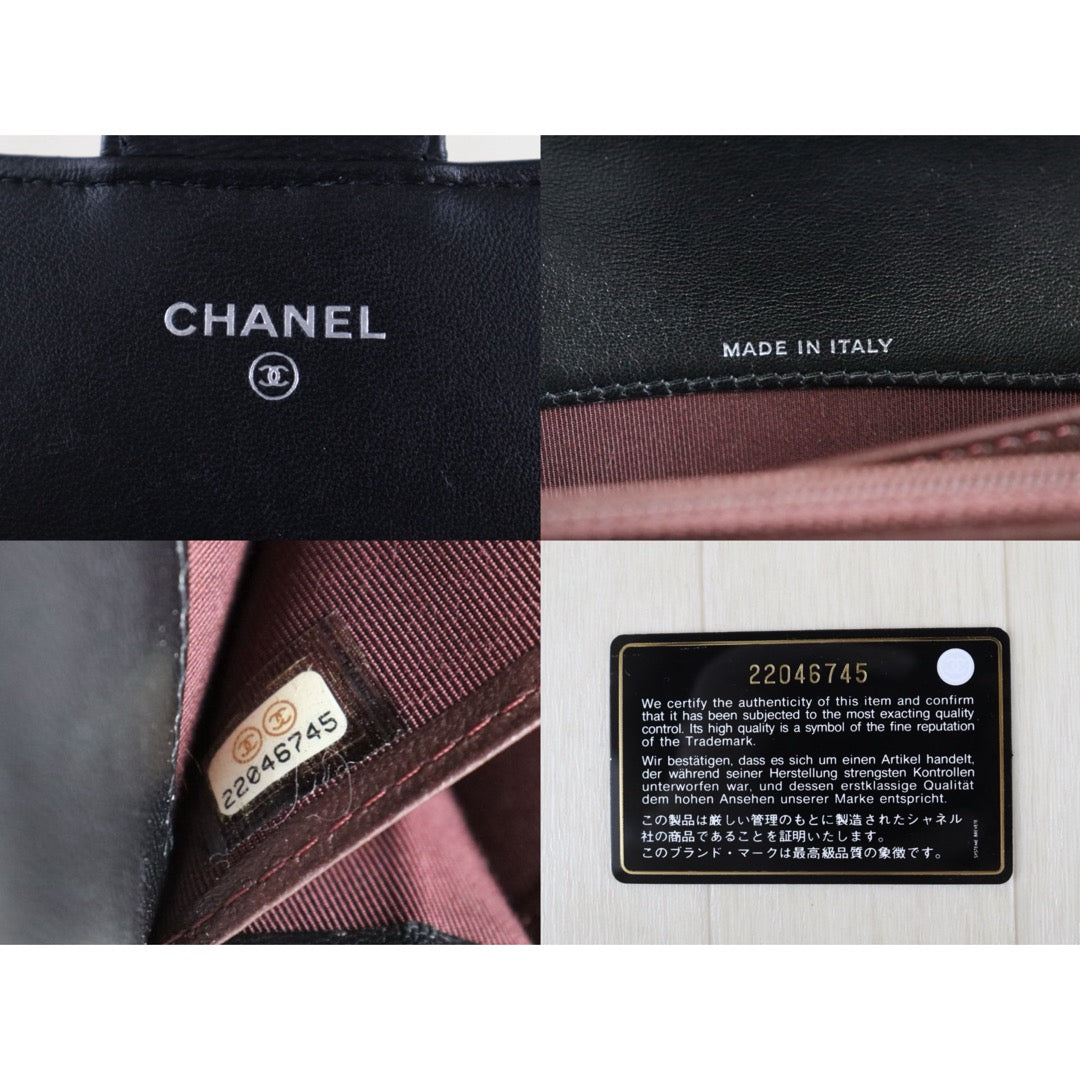 Include Entrupy Certificate of Authenticity｜Good ( Rank AB)｜CHANEL Lamb Skin Black Long Wallet Made In 2016-2017Year｜S26083005