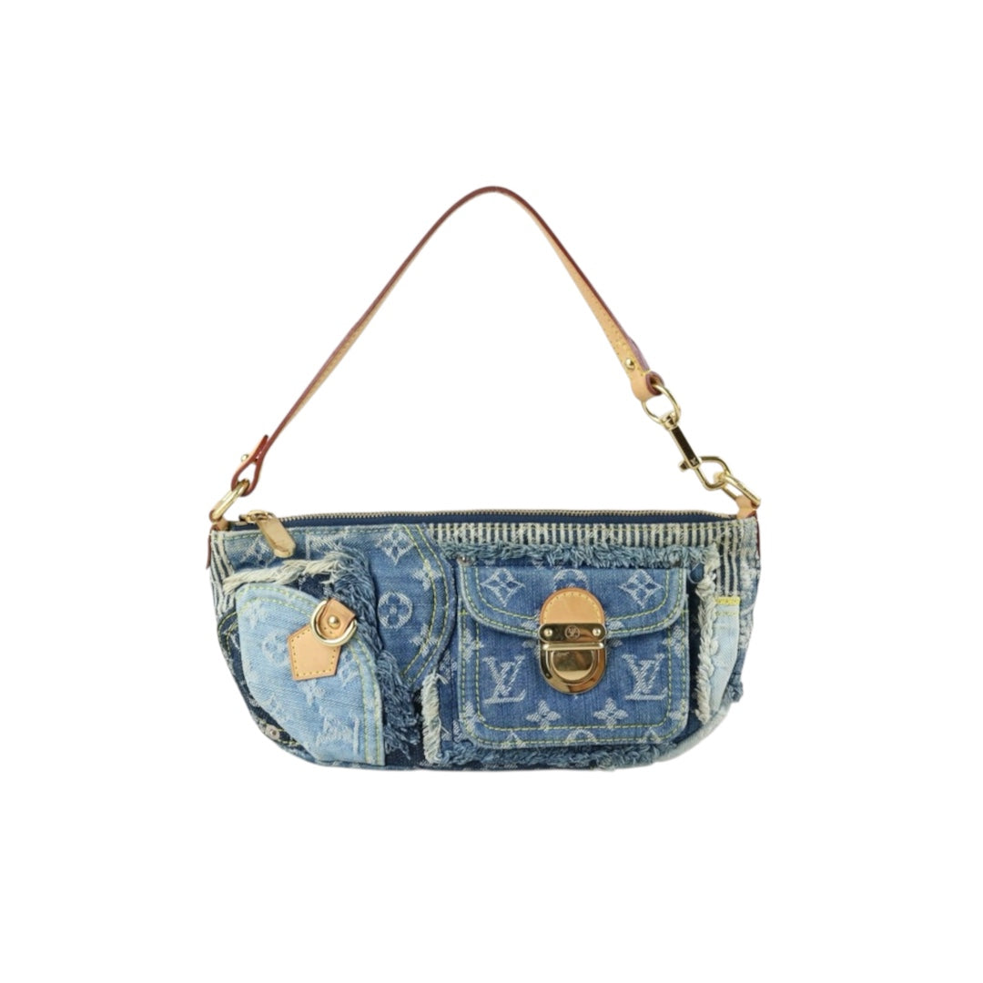 Include Entrupy Certificate of Authenticity｜Good ( Rank AB)｜Louis Vuitton Monogram  Denim Patchwork Pouchy ShoulderBag  ｜Z26091508