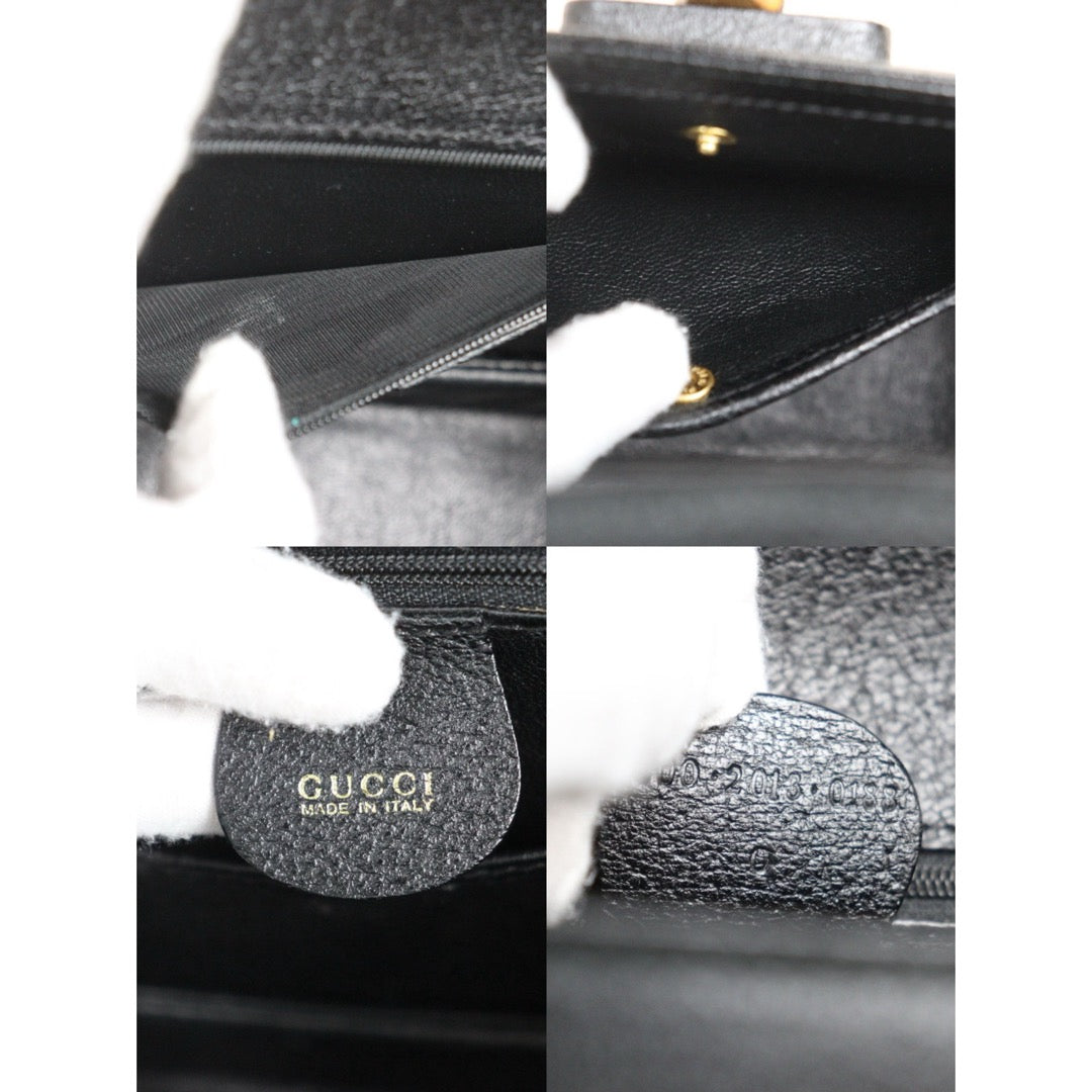 Very Good ( Rank A) ｜  GUCCI Bamboo Calf Leather Black Hand Bag ｜25093001