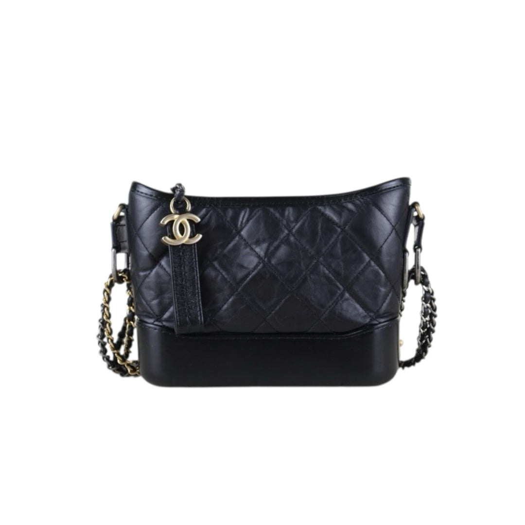 Include Entrupy Certificate of Authenticity｜Good ( Rank AB) ｜CHANEL PM Gabrielle Calf Leather Shoulder Bag Black Made In 2018Year｜S26073113