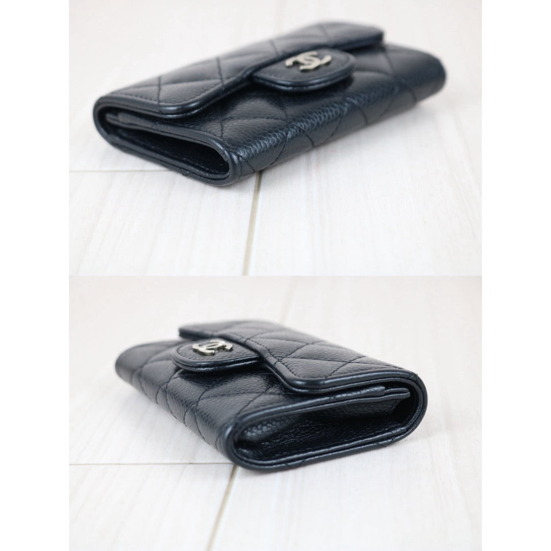 Include Entrupy Certificate of Authenticity｜Very Good ( Rank A)｜CHANEL Caviar Skin Black Card Holder Made In 2017Year｜S26060134