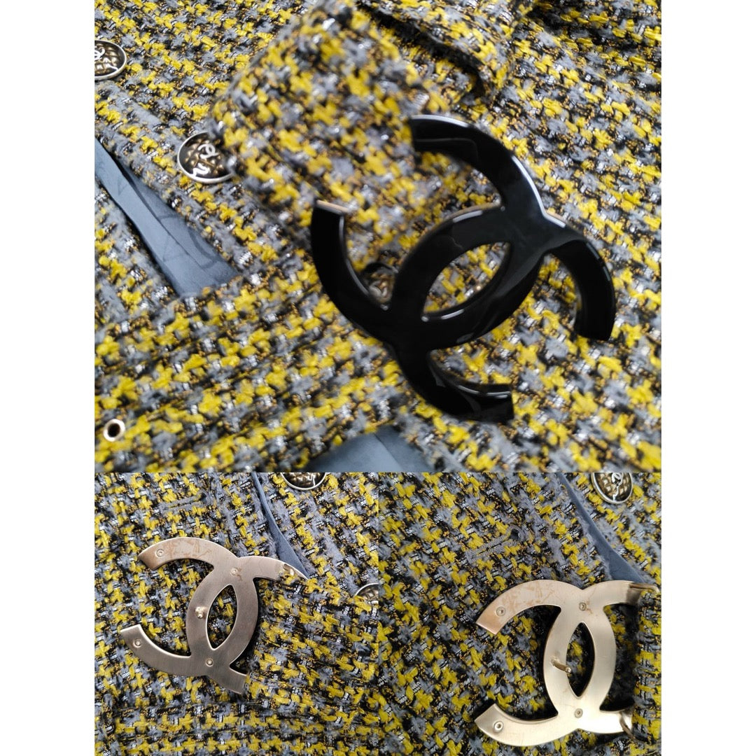 Very Good ( Rank A) ｜ CHANEL 17B Rayon Tweed Yellow Coat 34 size  ｜W25102106