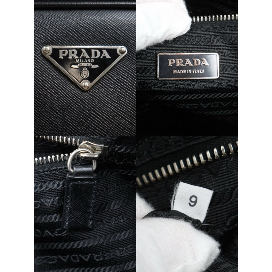 Good ( Rank AB)｜Prada Leather Saffiano Briefcase Handbag Black｜V25050815