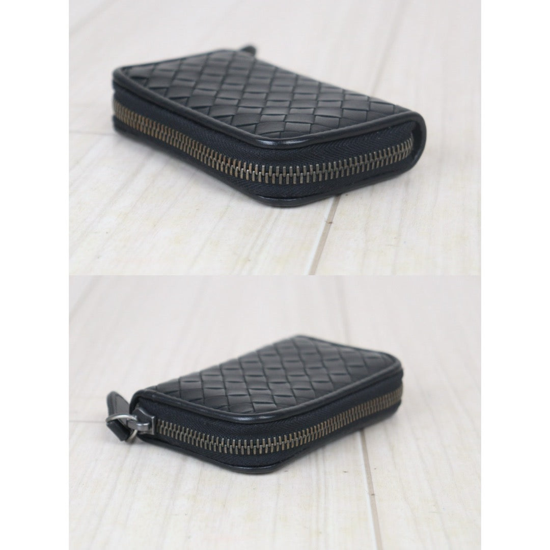 Very Good ( Rank A)｜ Bottega Veneta Leather Black Wallet Card Holder Coin Purse｜24092009