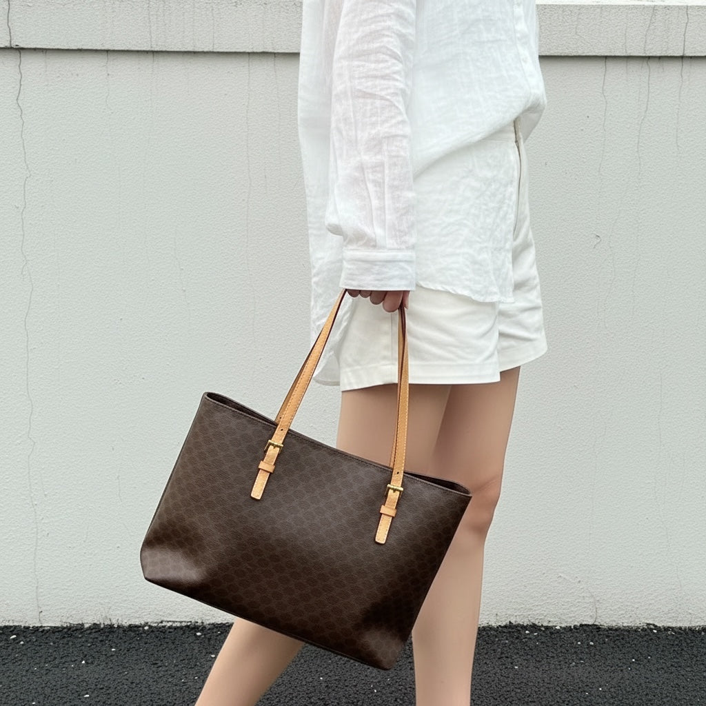 Include Entrupy Certificate of Authenticity｜Good ( Rank AB)｜CELINE Macadam Tote Bag  ｜26052603