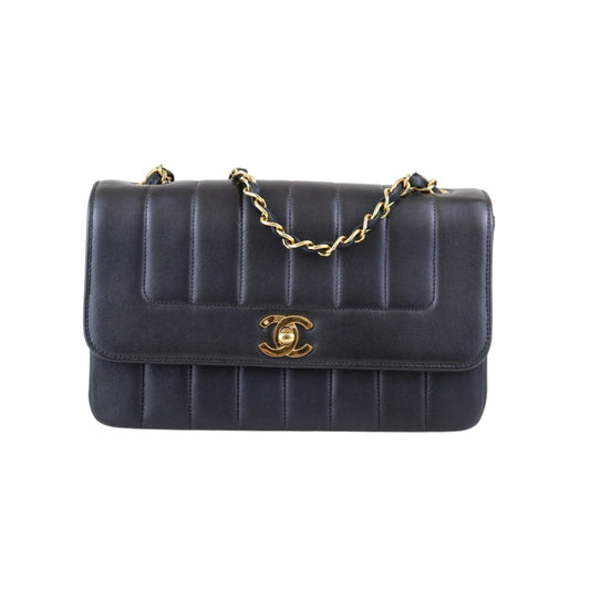 Good ( Rank AB)｜ CHANEL  Mademoiselle 22 Lamb Skin Shoulder Bag Black  Made in1991-1994Year ｜Y25011001