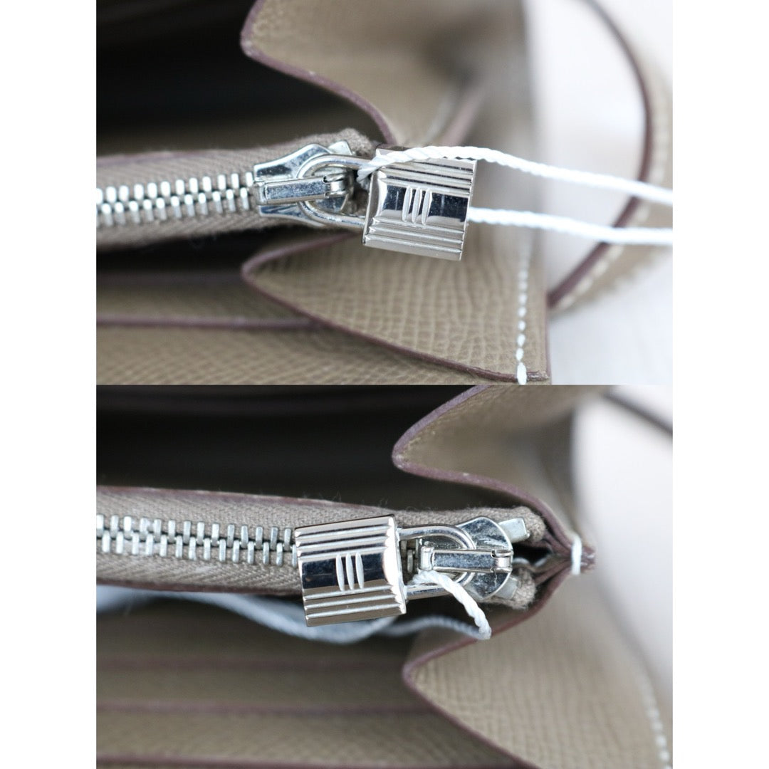 Very Good ( Rank A)｜ HERMES Epsom Kelly Wallet Gray □R Stamp Made In 2014 Year｜W25060311