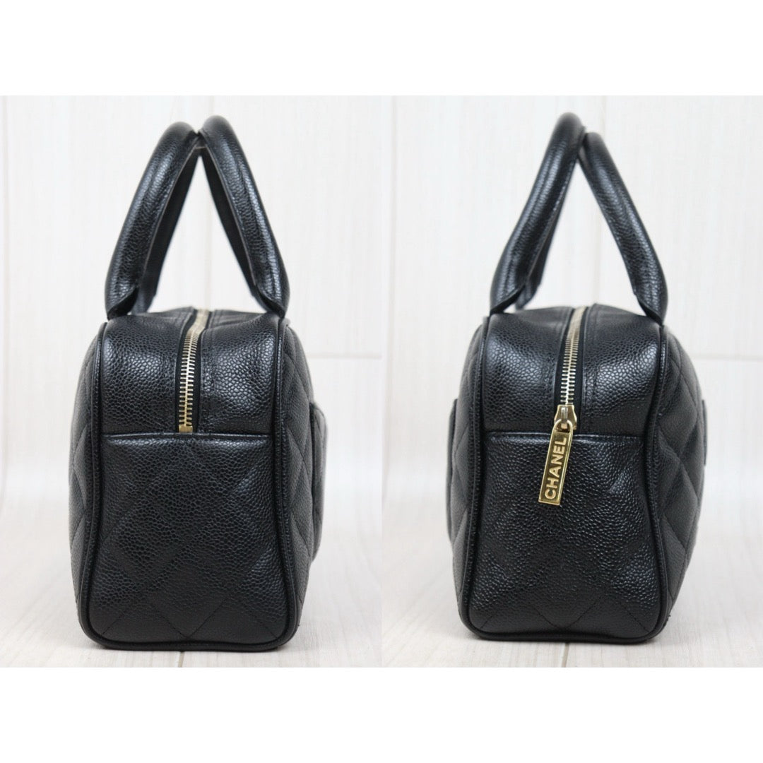 Good ( Rank AB)｜ CHANEL Caviar Skin Calf Leather Bowling Hand Bag Black Made In 2000～2002Year｜25082203