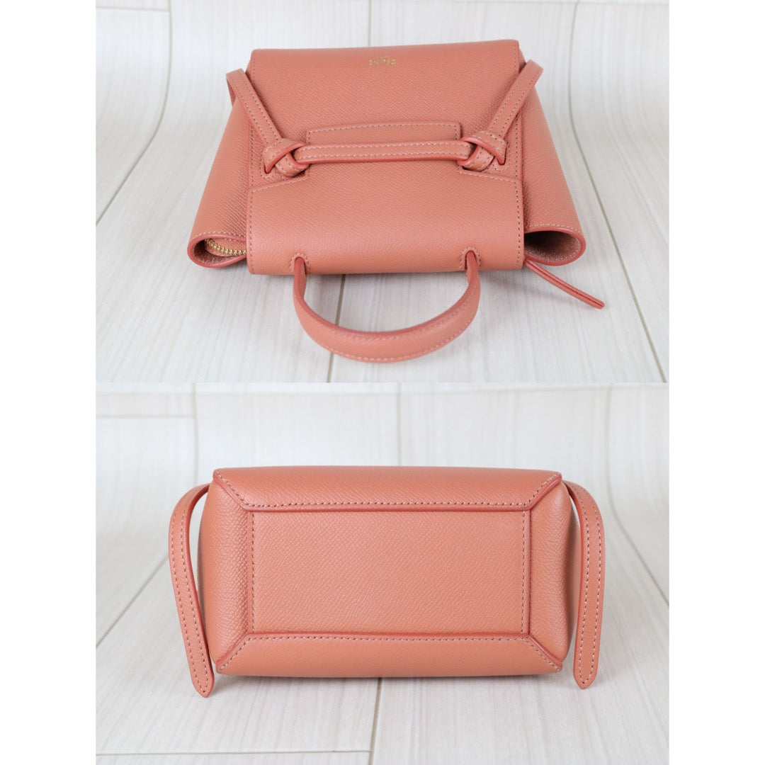 Very Good ( Rank A)｜CELINE Calf Leather Belt Pico Handbag Shoulder Bag Terracotta｜X25110603