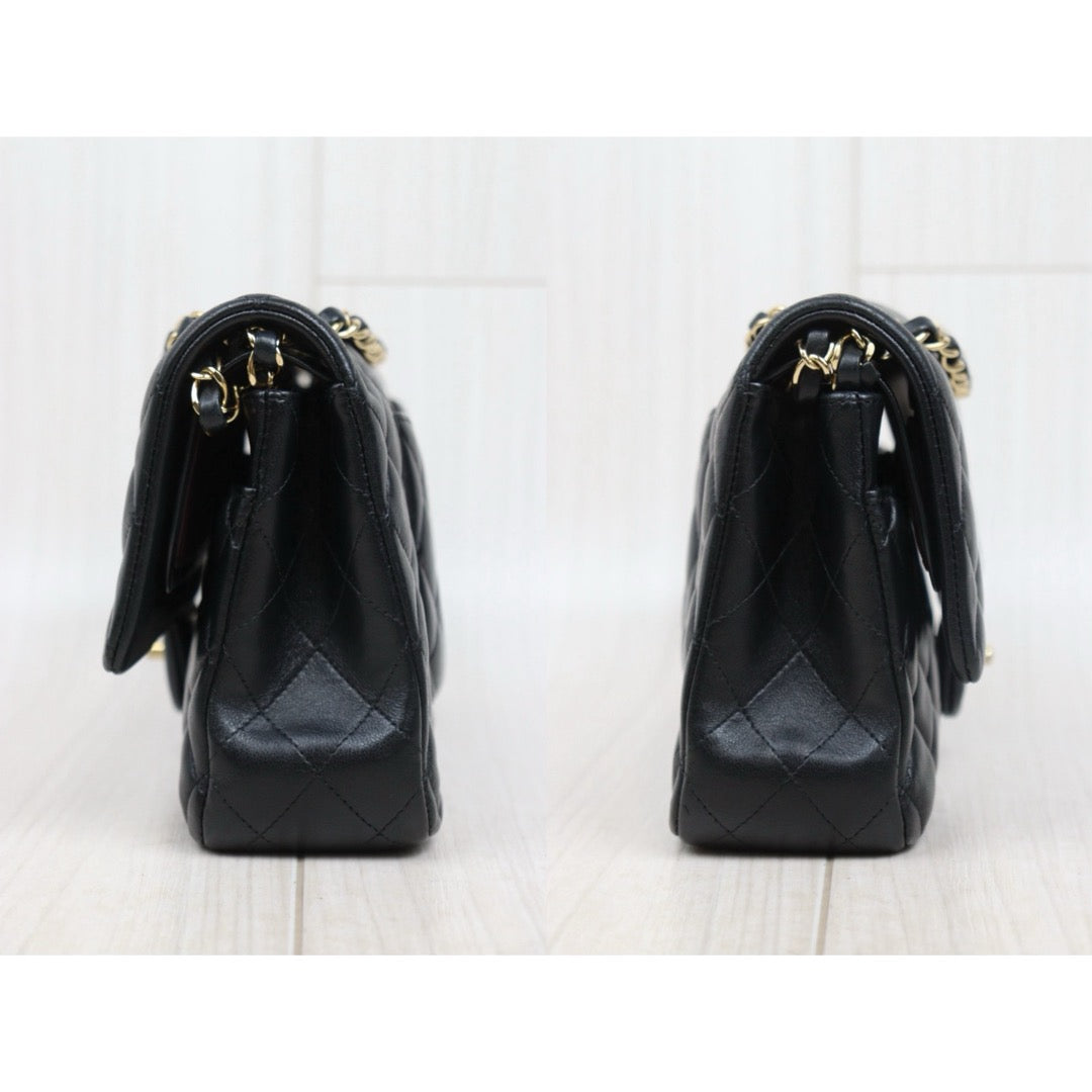 Very Good ( Rank A)｜ CHANEL Lamb Skin Matrasse Double Flap 25 Shoulder Bag  Black Made In 2021Year｜S25062503