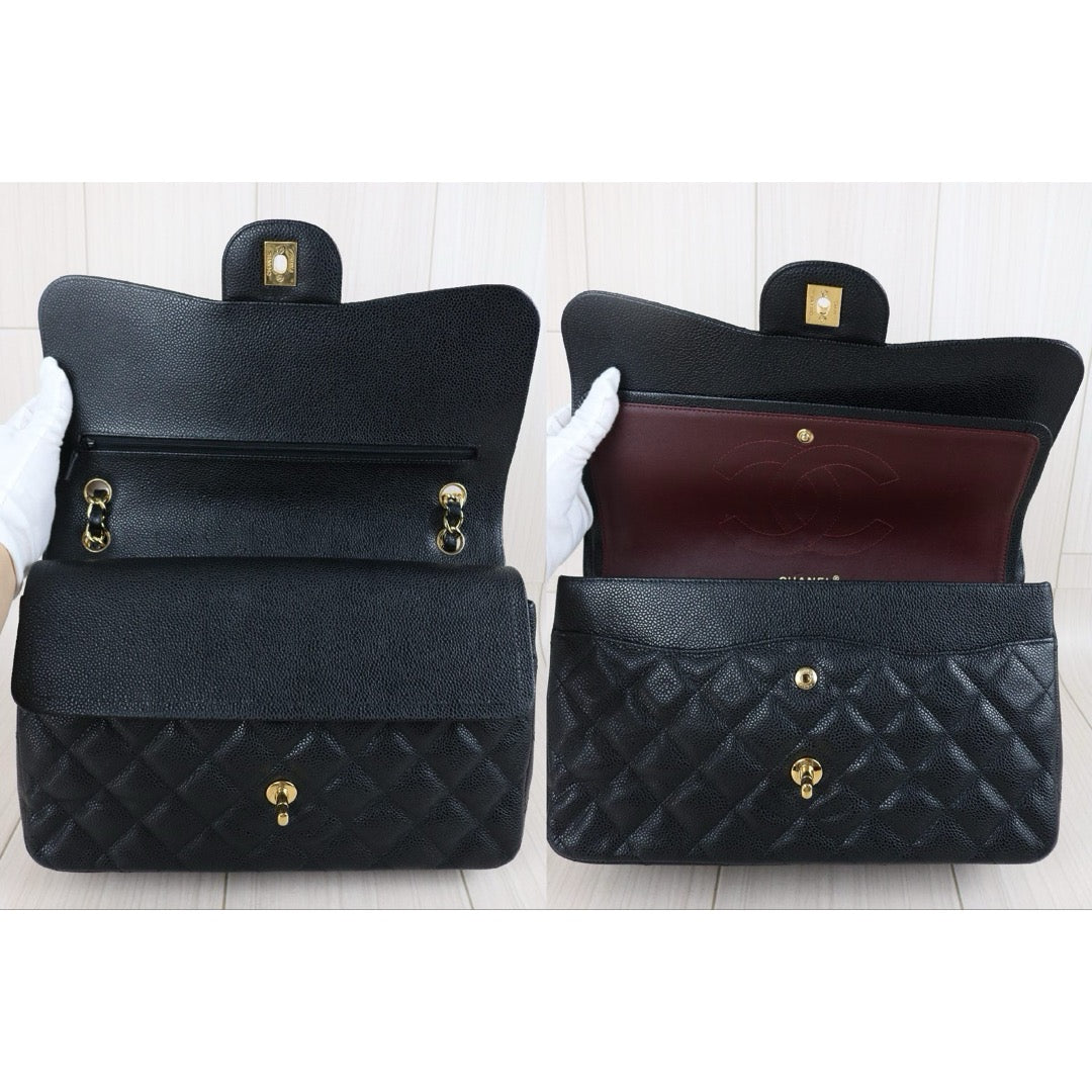 Include Entrupy Certificate of Authenticity｜Very Good ( Rank A)｜ CHANEL Matrasse Chain Caviar Skin Jumbo Black  Made In 2010-2011 Year｜S26080102