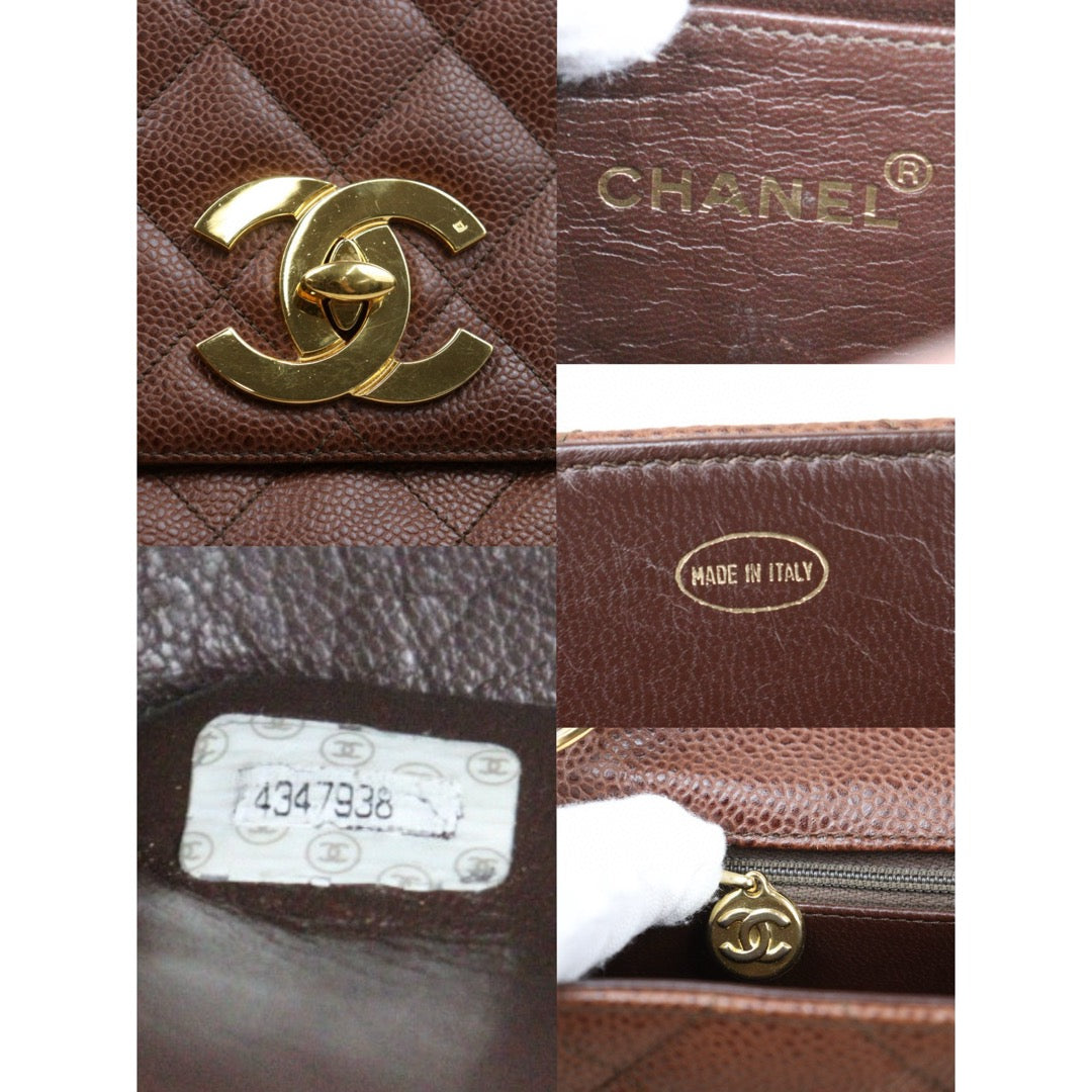 Good ( Rank AB)｜ CHANEL  Caviar Skin Leather Calf Leather Square 25 Shoulder Bag BrownMade In 1996～1997Year ｜24112818
