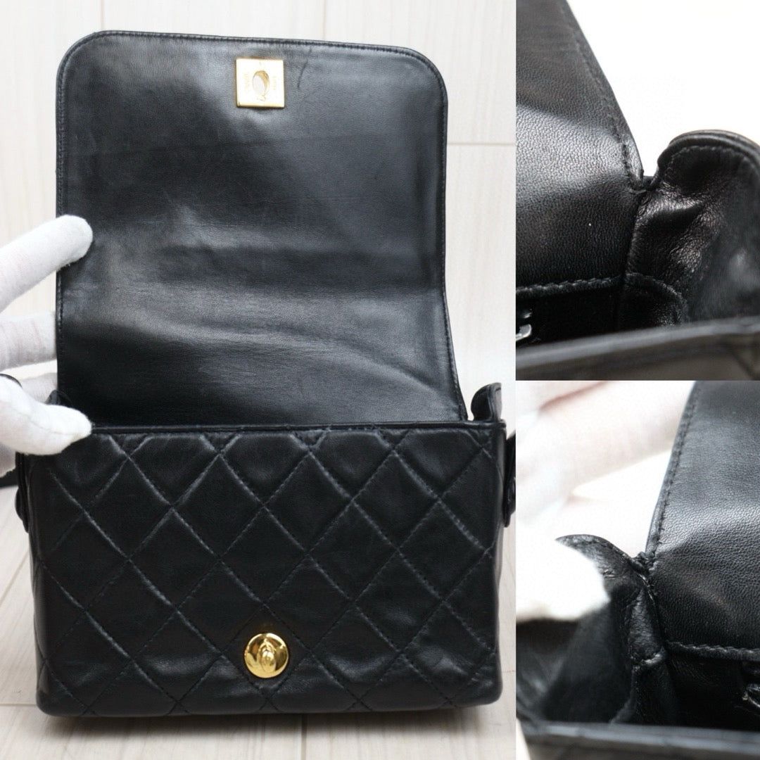 Good ( Rank AB)｜ CHANEL Matrasse Lamb Skin Single Flap Shoulder Bag Black Made In 1994-1996 Year  ｜P25041403