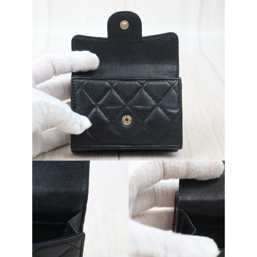 Very Good ( Rank A)｜Chanel Caviar Skin Black Wallet Made In 2021-2022Year｜24102415